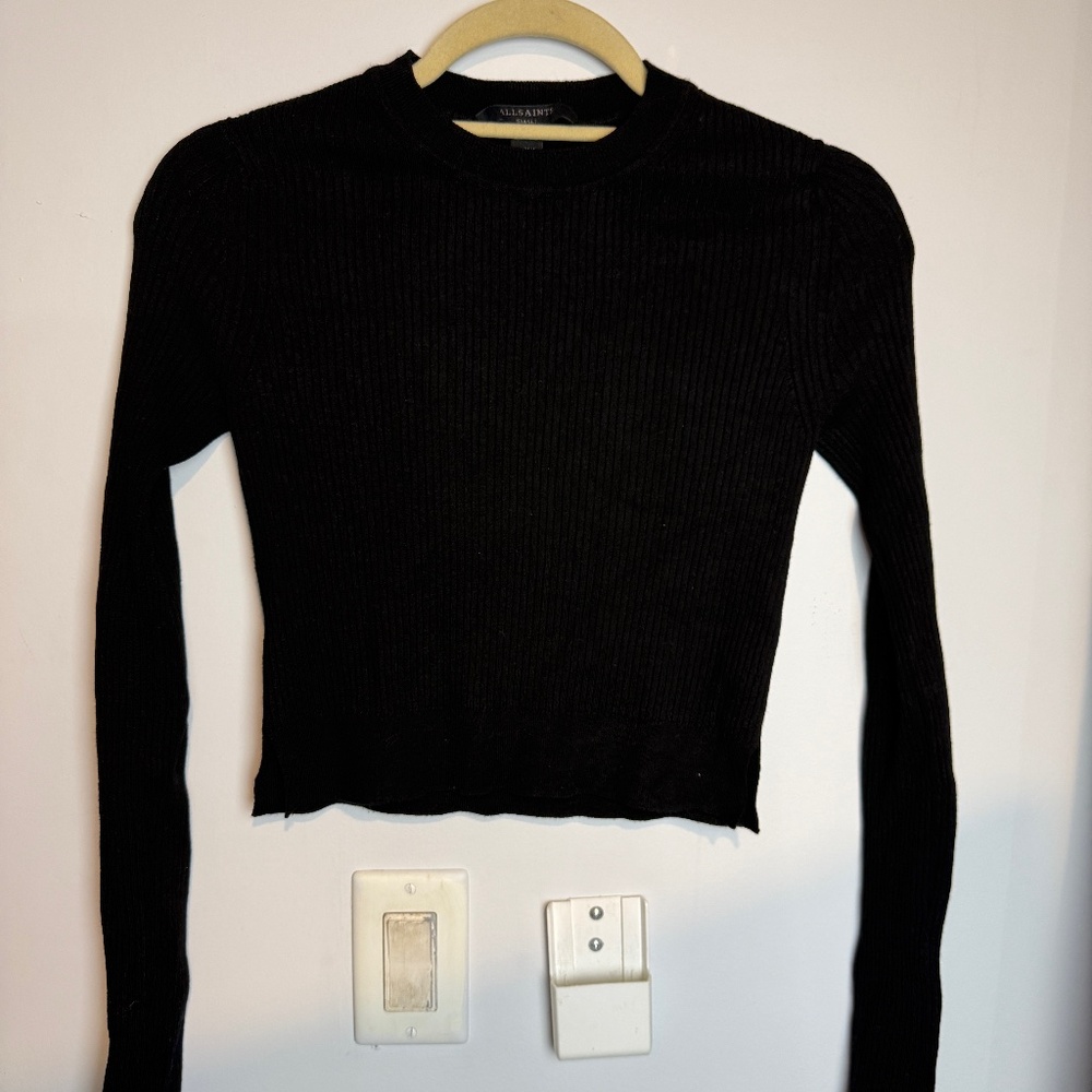 Allsaints Wool High Low Cropped Sweater